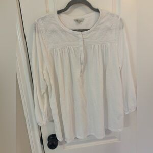 Lucky Brand White Blouse 100% Cotton 1X Womens